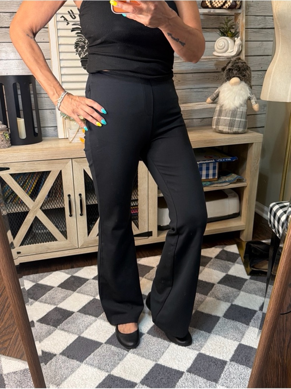 Halara Black Flared High Waist V front Active Pants - Picture 8 of 8